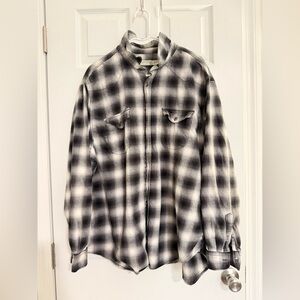 Faded Glory Black and White Plaid Shirt